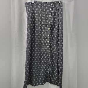 Vintage Studio Floral Button-Down Black Vintage Skirt Size M